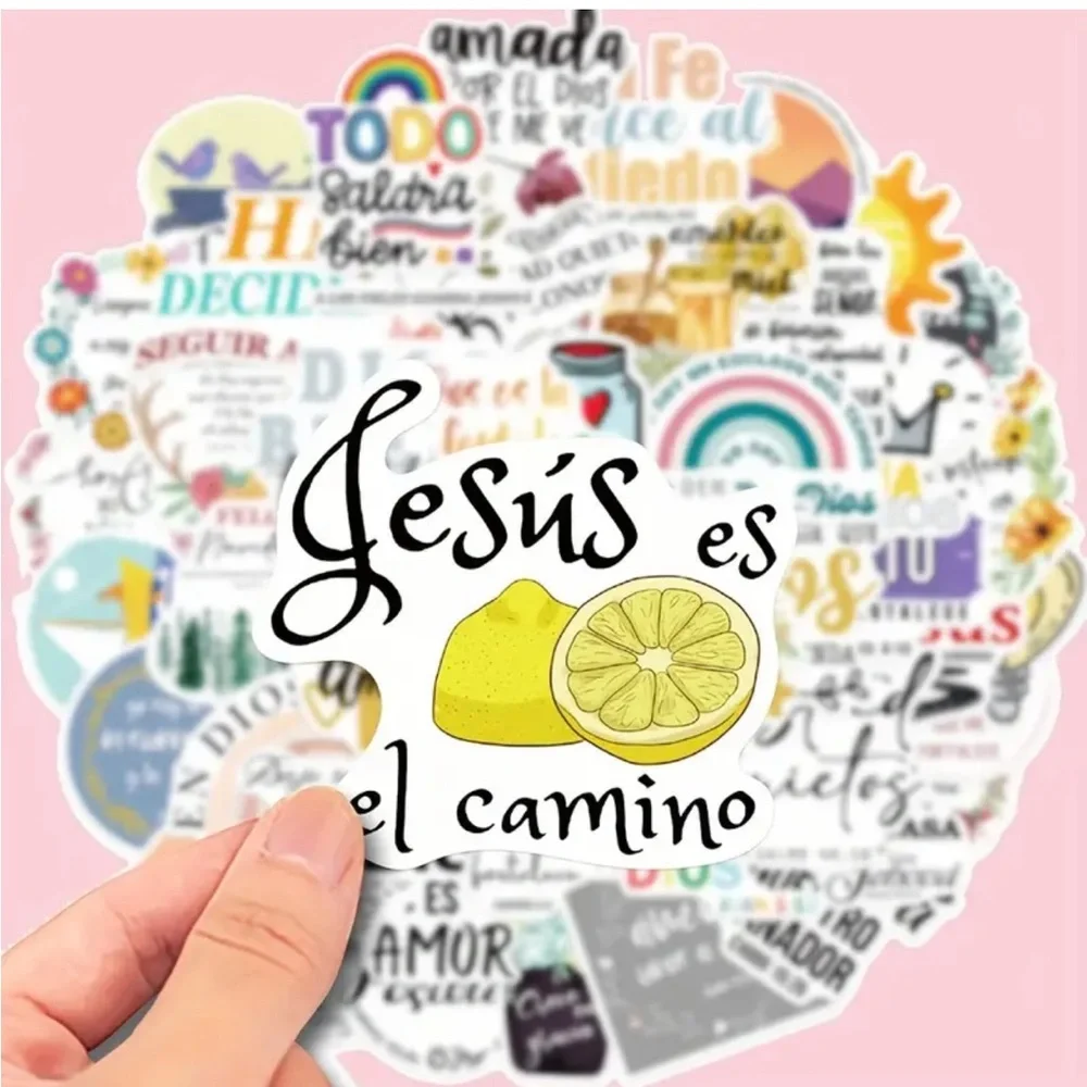 Christian Bible Spanish “En Español” Themed Waterproof Stickers, Pack of 50